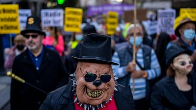 A protest against the increase in the price of electricity in Madrid, Spain, on Thursday. Soaring energy prices have helped to drive up inflation across the eurozone. AP