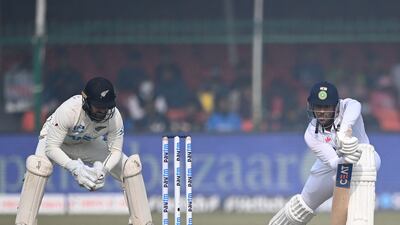 India's Mayank Agarwal plays a shot on his way to 17. AFP