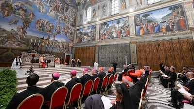 King Charles and Queen Camilla during an ecumenical prayer led by Pope Leo XIV in the Sistine Chapel. AFP