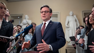 US House Speaker Mike Johnson called on the White House to “use every available tool" to prevent the ICC from issuing arrest warrants for Israeli leaders. AP