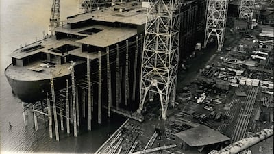 The QE2 under construction.
