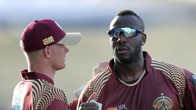 Northern Warriors' Andre Russell, right, and Sam Billings. Chris Whiteoak / The National