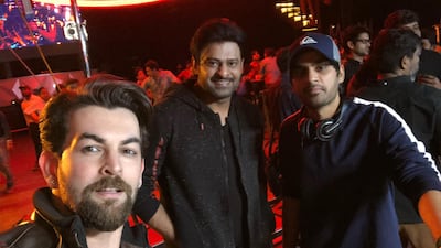 Neil Nitin Mukesh, Prabhas and 'Saaho' director Sujeeth. Courtesy Neil Nitin Mukesh