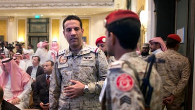 Colonel Turki Al Malki, spokesman for the Saudi-led coalition fighting rebels in Yemen, has said debris from intercepted missiles fired by Yemen's Houthi rebels showed that they were provided by Iran. Amr Nabil / AP Photo