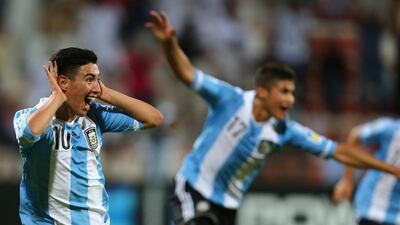 Leonardo Suarez, left, scored the winner for Argentina in the 88th minute. Marwan Naamani / AFP