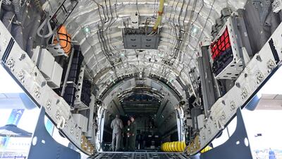 An Embraer C-390 Millennium military transport aircraft, used by Brazil's Airforce, on display. AFP