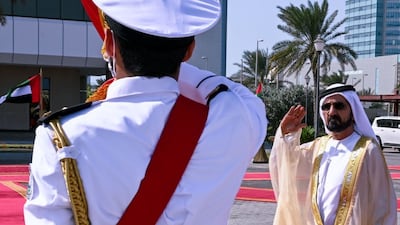 The Vice President and Ruler of Dubai arrives for the opening ceremony.
