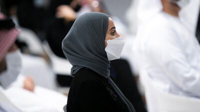 Ohood Khalfan Al Roumi, Minister of State for Government Development and the Future, at the ceremony. Reem Mohammed / The National