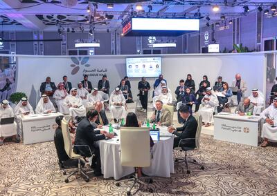 Speakers on the 'US-China competition: Implications for Emerging Tech Powers' panel, hosted at the Hili Forum 2024. Victor Besa / The National