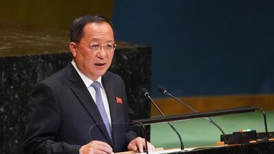 North Korean Foreign Minister Ri Yong-ho addresses the 73rd United Nations General Assembly on September 29, 2018, at the United Nations in New York. AFP