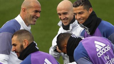 Real Madrid manager Zinedine Zidane, left, and Portuguese striker Cristiano Ronaldo. EPA