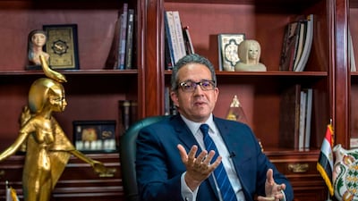 Egyptian Minister of Tourism and Antiques Khaled al-Anani speaks during an interview with AFP at his office in the capital Cairo. AFP