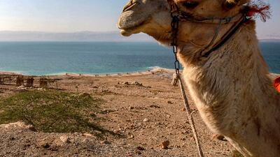 Sweimeh lies near the Dead Sea, in the background. AFP