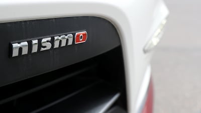 Sporty, angry red highlights on the 370Z’s extremities denote its Nismo status. Chris Whiteoak / The National