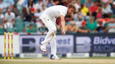 Stuart Broad of England bowls on Day 3 on the third Test against South Africa on Saturday in Johannesburg, as the visitors bowled through the hosts to win the match. Julian Finney / Getty Images / January 16, 2016