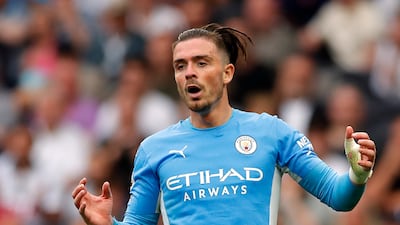 Manchester City's Jack Grealish after missing a chance at the Tottenham Hotspur Stadium.