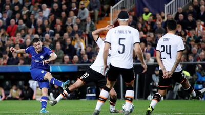 Chelsea's Mateo Kovacic fires home their first goal. Reuters