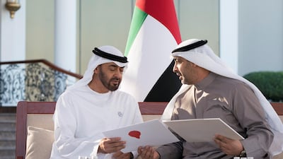 Sheikh Mohammed bin Zayed receives Sheikh Mohammed Abdullah Al Mubarak Al Sabah, Deputy Minister of Emiri Diwan Affairs of Kuwait. Rashed Al Mansoori / Crown Prince Court - Abu Dhabi