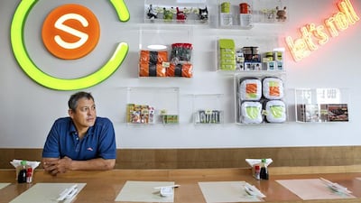 The restaurateur Raed Dabbous at one of his Chez Sushi outlets in Dubai. Mona Al Marzooqi/ The National