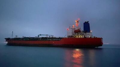 The South Korean-flagged tanker Hankuk Chemi leaves the Iranian port of Rajai near Bandar Abbas on April 9, 2021. South Korean Foreign Ministry / AFP