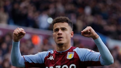 Soccer Football - Premier League - Aston Villa v Southampton - Villa Park, Birmingham, Britain - March 5, 2022 Aston Villa's Philippe Coutinho celebrates scoring their third goal Action Images via Reuters/Andrew Couldridge EDITORIAL USE ONLY. No use with unauthorized audio, video, data, fixture lists, club/league logos or 'live' services. Online in-match use limited to 75 images, no video emulation. No use in betting, games or single club /league/player publications. Please contact your account representative for further details.