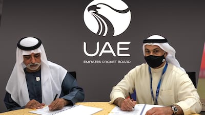 The new six-team Premier League T20 has been sanctioned by Minister of Tolerance and Coexistence and Emirates Cricket Board chairman Sheikh Nahyan bin Mubarak, left.