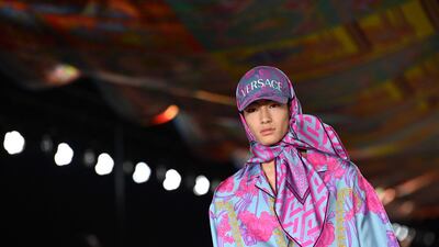 A menswear look from Versace's spring/summer 2022 presentation in Milan. AFP