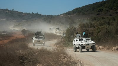 A United Nations Interim Force in Lebanon (Unifil) convoy moves near areas occupied by Israeli forces, September 12, 2026. Reuters