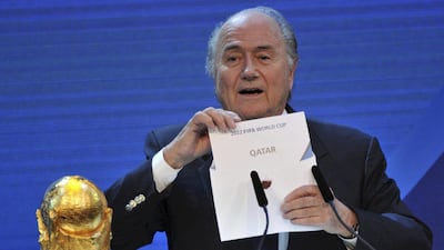 Sepp Blatter reveals Qatar as the 2022 World Cup host in Zurich in December 2010. Michael Probst / AP