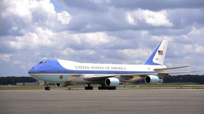 The Air Force One jumbo jet at Andrews Air Force Base, Maryland. President-elect Donald Trump has called a meeting with Boeing's chief to discuss the future of the presidential jet programme. Jonathan Ernst / Reuters