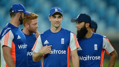 Chris Woakes during a nets session. Gareth Copley / Getty Images