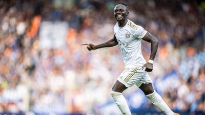 Sadio Mane celebrates scoring for Bayern Munich during their 7-0 Bundesliga win at Bochum on Sunday, August 21, 2022. Getty