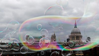 Bubbles float past St Paul’s Cathedral in central London. Stefan Wermuth / Reuters