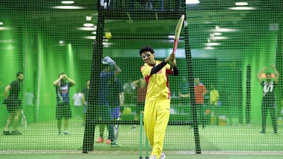 Indoor cricket has become a passion of Anis Sajan, the managing director of Danube Group. Pawan Singh / The National