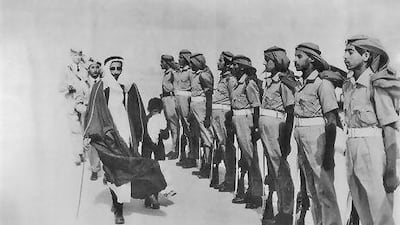 Sheikh Shakhbut walking inside Qasr Al Hosn. Courtesy of The Ruling Family