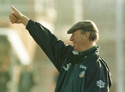 Jack Charlton training with the Republic of Ireland in 1995. Allsport