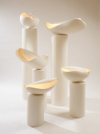 Dubai’s Hestia Gallery will show French artist Elsa Foulon’s ceramic light designs, which takes design cues from the unpredictability of fire. Photo: Editions