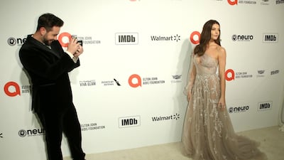 Ashley Green arrives at the 2020 Elton John Aids Foundation Oscar Viewing Party on February 9, 2020, in California. AP