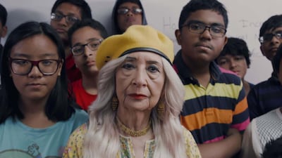 A screenshot showing Madhur Jaffrey in the 'Nani' music video. YouTube