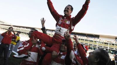 German driver Michael Schumacher also has seven F1 crowns. Getty
