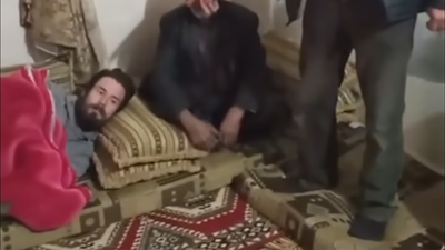 A screengrab from a video showing the US citizen, who gave his name as Travis, in Al Dhiyabiyah, Syria. Photo: Shaam