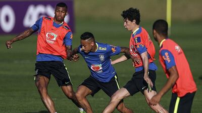 Neymar, centre. EPA/ANTONIO LACERDA