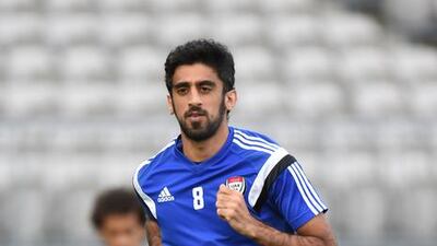Hamdan Al Kamali run during the UAE's training session on Thursday ahead of their Friday Asian Cup quarter-final match against Japan. Photo Courtesy / UAE FA