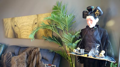 The anime classic My Neighbour Totoro was the inspiration behind a geisha installation with an inverted skateboard / serving tray. Pawan Singh / The National