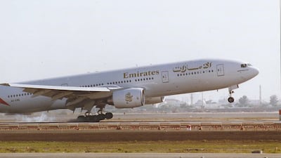 Emirates’ first Boeing 777 A6-EMD touches down at Dubai International Airport after a flight from Seattle in June 1996. Photo: Ejaz Ul Haq