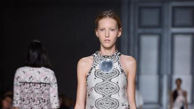 The shift dress, usually a mini that can be worn alone or as a tunic over trousers, came in A-line at Giambattista Valli. Getty Images