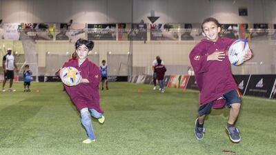 The youngsters had a great time playing rugby at the Dubai Sports Council sports day. Reem Mohammed / The National