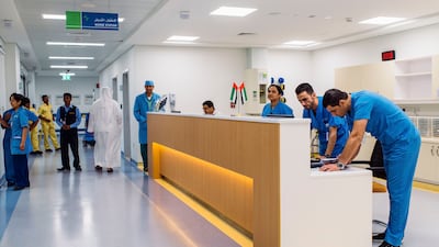 A group of nurses working in the trauma wing of Rashid Hospital in Dubai.