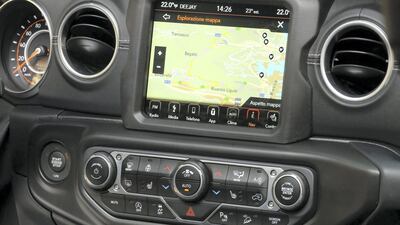 The interior has a history-meets-modernity feel, with touches such as a tough grippy rubber surround of the 8.4-inch touchscreen. Jeep