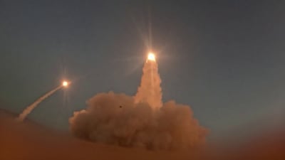 Missiles launched from Iran towards other Middle East countries. AFP
